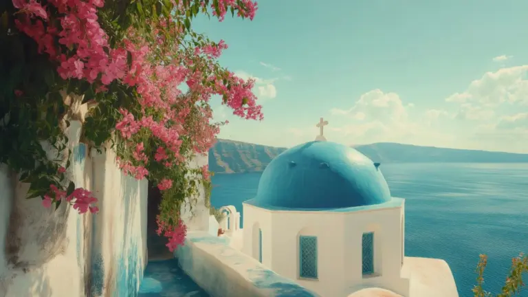 Dreamy Santorini Greece Aesthetic: Blue Domes, Bougainvillea & Timeless Charm